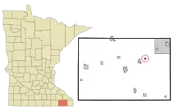 Location of Whalan, Minnesota