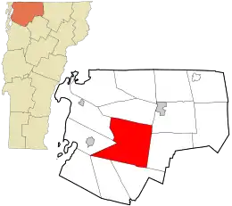 Location in Franklin County and the state of Vermont.