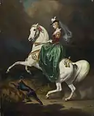 Rider on white horse, 1849, oil on canvas, 29.13" by 23.62". The painting had been destroyed and was restored by 2008 when it was sold at a Fine Arts auction.