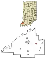 Location of Francisco in Gibson County, Indiana.