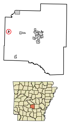Location of Poyen in Grant County, Arkansas.