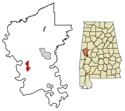 Location of Boligee in Greene County, Alabama.