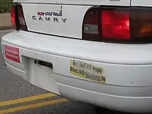 Close up of the bumper of a car