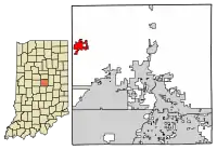 Location of Sheridan in Hamilton County, Indiana.