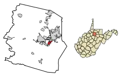 Location of Anmoore in Harrison County, West Virginia.