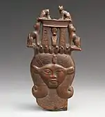 Head of Hathor with cats on her headdress, from a clapper, late second to early first millennium BC