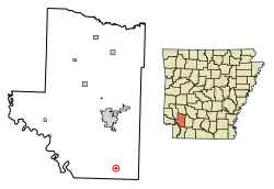 Location of Patmos in Hempstead County, Arkansas.