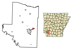 Location of Perrytown in Hempstead County, Arkansas.