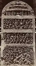 Hero stone from 12th century with Old Kannada inscription  from the Tarakeshvara Temple at Hangal, Karnataka