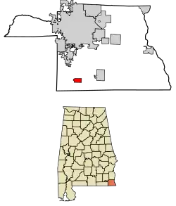 Location of Madrid in Houston County, Alabama.