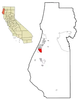 Location in Humboldt County and the state of California