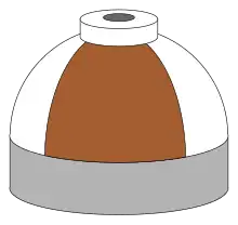 Illustration of cylinder shoulder painted in brown and white quarters