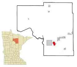 Location of Grand Rapidsin Itasca County and Minnesota