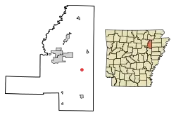 Location of Amagon in Jackson County, Arkansas.