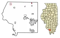 Location of Dowell in Jackson County, Illinois