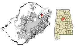 Location in Jefferson County and the state of Alabama