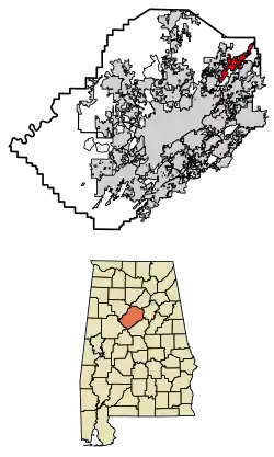Location of Clay in Jefferson County, Alabama.