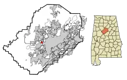 Location in Jefferson County and the state of Alabama