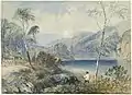 John Skinner Prout, Fairlight Glen on the Warragambra (i.e. Warragamba), c.1843, watercolour; 27 x 37.5 cm. National Library of Australia
