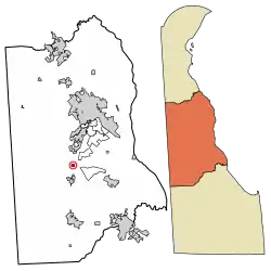 Location of Viola in Kent County, Delaware.