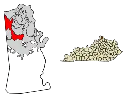 Location of Erlanger in Kenton County, Kentucky