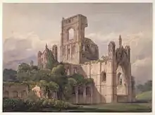 Painting of Kirkstall Abbey, done in 1850, by Charles Alban Buckler