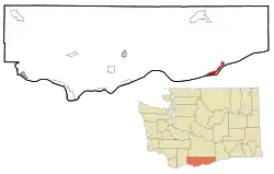 Location of Roosevelt in Klickitat County, Washington