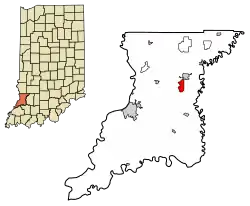 Location in Knox County, Indiana