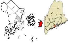 Location in Knox County and the state of Maine.