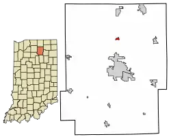 Location of Leesburg in Kosciusko County, Indiana.