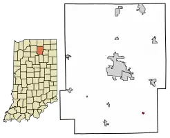 Location of Sidney in Kosciusko County, Indiana.