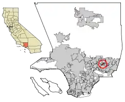 Location of Vincent in Los Angeles County, California.