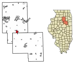 Location of Streator in LaSalle County, Illinois.