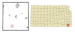 Location within Labette County and Kansas