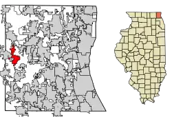 Location of Volo in Lake County, Illinois.