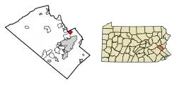 Location of Catasauqua in Lehigh County, Pennsylvania (left) and of Lehigh County in Pennsylvania (right)