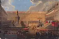 Unveiling of the monument to Emperor Franz I of Austria, 19 June 1846, on Vienna's Franzensplatz, c. 1846