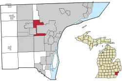 Location within Wayne County