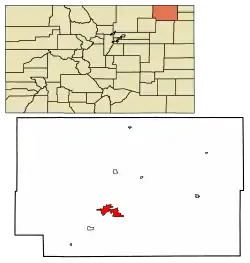 Location of the City of Sterling in Logan County, Colorado.
