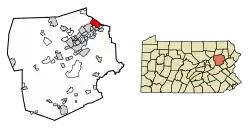 Location of Duryea in Luzerne County, Pennsylvania.