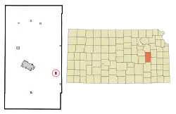 Location within Lyon County and Kansas