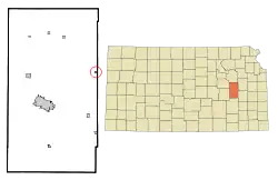Location within Lyon County and Kansas