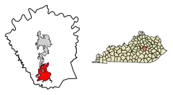 Location of Berea in Madison County, Kentucky.