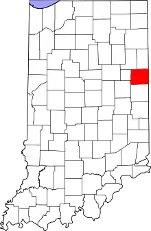 State map highlighting Jay County
