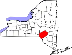 State map highlighting Delaware County