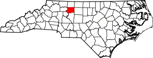 Map of North Carolina highlighting Forsyth County