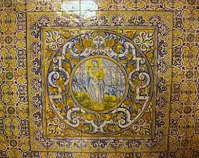 Azulejos made by Hernando de Santiago and Juan de Víllalba in 1575 in Sala Nova, Palau de la Generalitat Valenciana, Valencia.