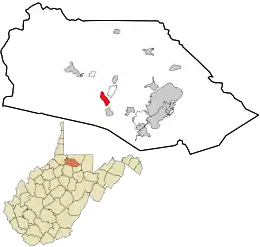 Location in Marion County and the state of West Virginia.