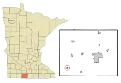 Location in Martin County and the state of Minnesota