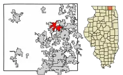 Location of Wonder Lake in McHenry County, Illinois
